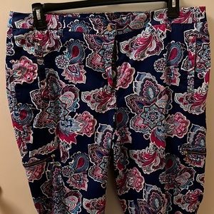 Chico’s Luxe Utility Crop Pants Cool Multi Paisley XL